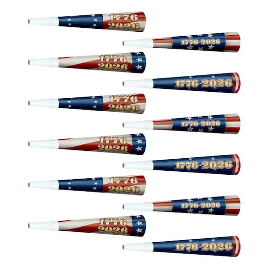Beistle 9" Semiquincentennial Horns, 3 Packs of 4